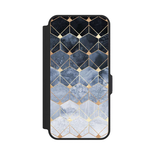 Samsung Galaxy A57 5G NIVOflip Impression Or Hexagones Bleus Et Diamants