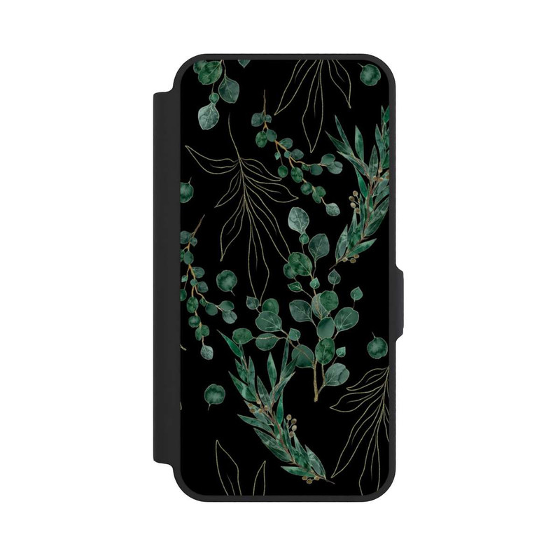 Galaxy A57 5G NIVOflip Feuilles d'Eucalyptus Fond Noir