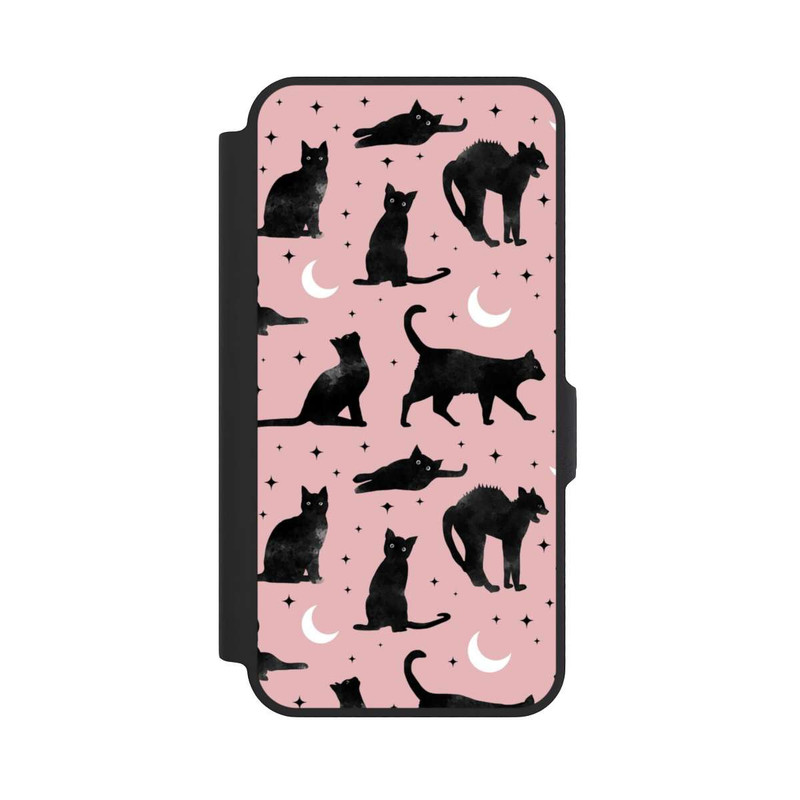 Galaxy A57 5G NIVOflip Katzen und Mond auf Rosa