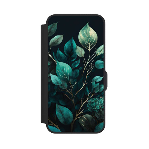 Samsung Galaxy A57 5G NIVOflip Green Eucalyptus Leaves against a Dark Background with AI