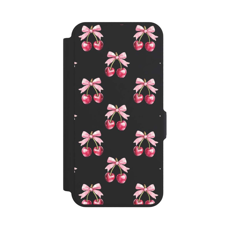 Galaxy A57 5G NIVOflip Motif Nœud Cerise transparent avec IA