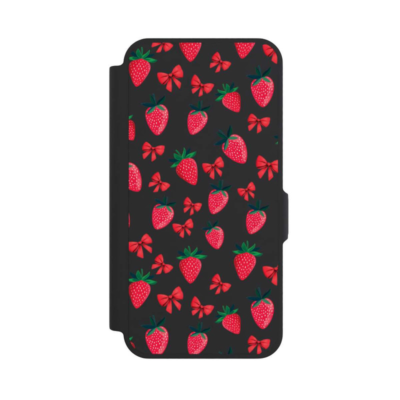 Galaxy A57 5G NIVOflip Strawberry Heart Ribbon Pattern Transparent