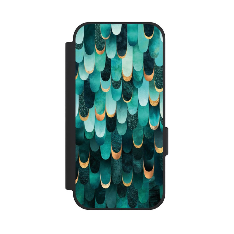 Pixel 10a NIVOflip Imprimé or turquoise à plumes