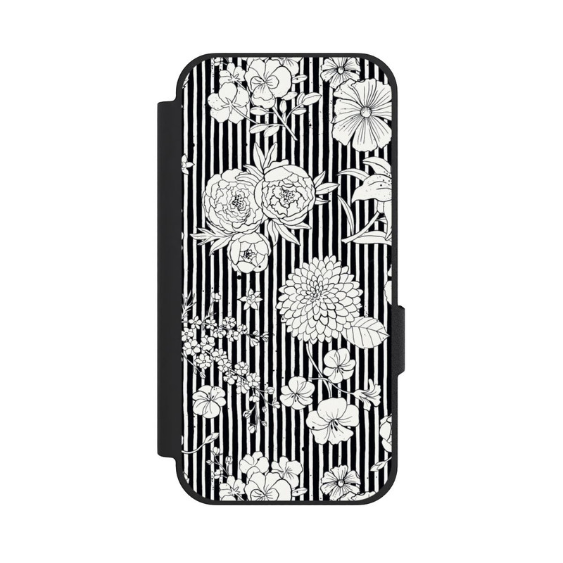 Pixel 10a NIVOflip Fleurs et rayures noir et blanc