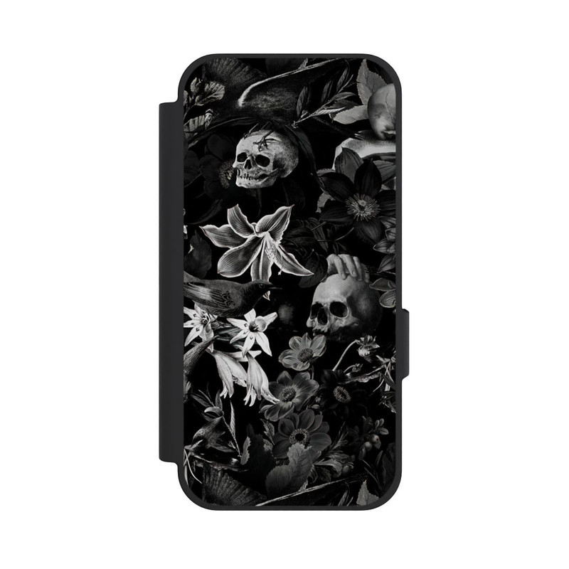 Pixel 10a NIVOflip Skulls and Flowers on Black Background