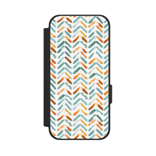 Google Pixel 10a NIVOflip Elegantes Herbstchevron Blau Orange