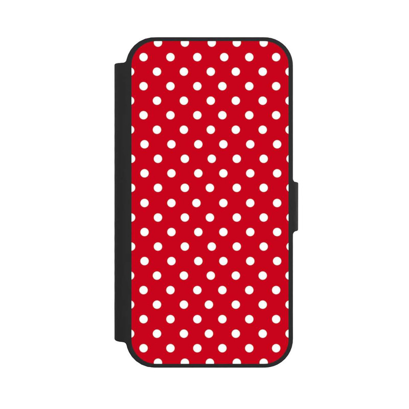 iPhone 17e NIVOflip Polka Dots Dunkelrot und Weiß