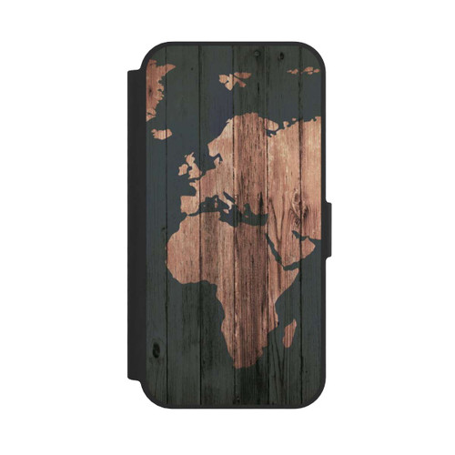 Apple iPhone 17e NIVOflip Carte du Monde Effet bois