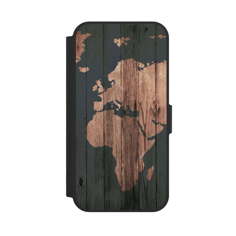iPhone 17e NIVOflip Carte du Monde Effet bois