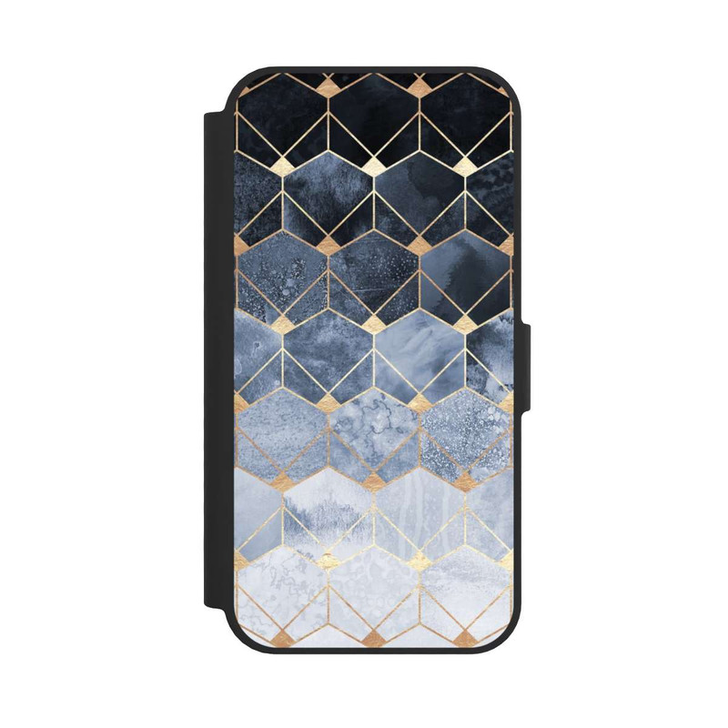 17 e NIVOflip Impression Or Hexagones Bleus Et Diamants