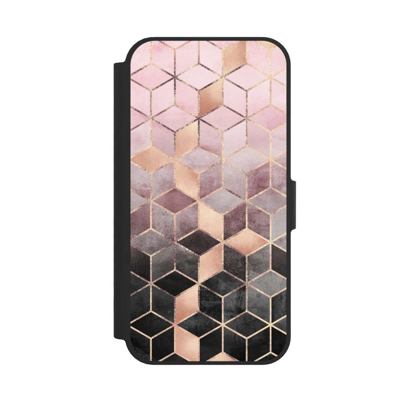 iPhone 17e NIVOflip Imprimé Cubes Dégradés Gris Rose