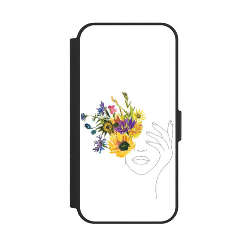 Apple iPhone 17e NIVOflip Line Art Frau Sonnenblumen