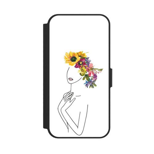 Apple iPhone 17e NIVOflip Line Art Frau mit Blumenkrone