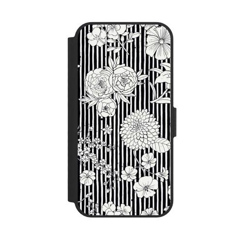 Apple iPhone 17e NIVOflip Blumen und Streifen Schwarz und Weiß