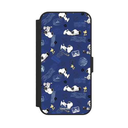 Apple iPhone 17e NIVOflip Peanuts Travel Stamps Pattern Blue