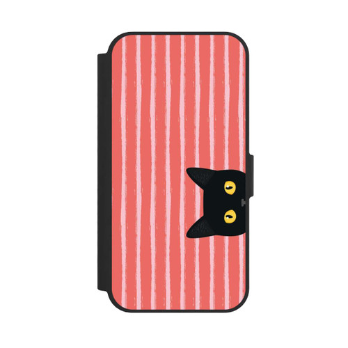 Apple iPhone 17e NIVOflip Chat noir sur fond rayé orange