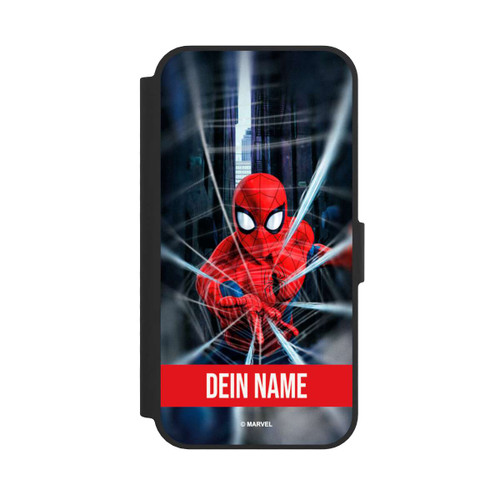 Apple iPhone 17e NIVOflip Spiderman Webs in Action Personalisierbar