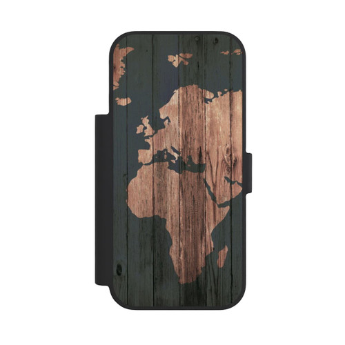Apple iPhone 18 Pro NIVOflip Carte du Monde Effet bois