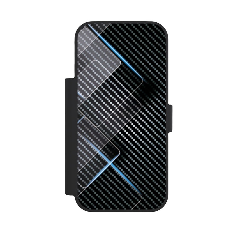 iPhone 18 Pro NIVOflip Blaue Linien auf Karbon