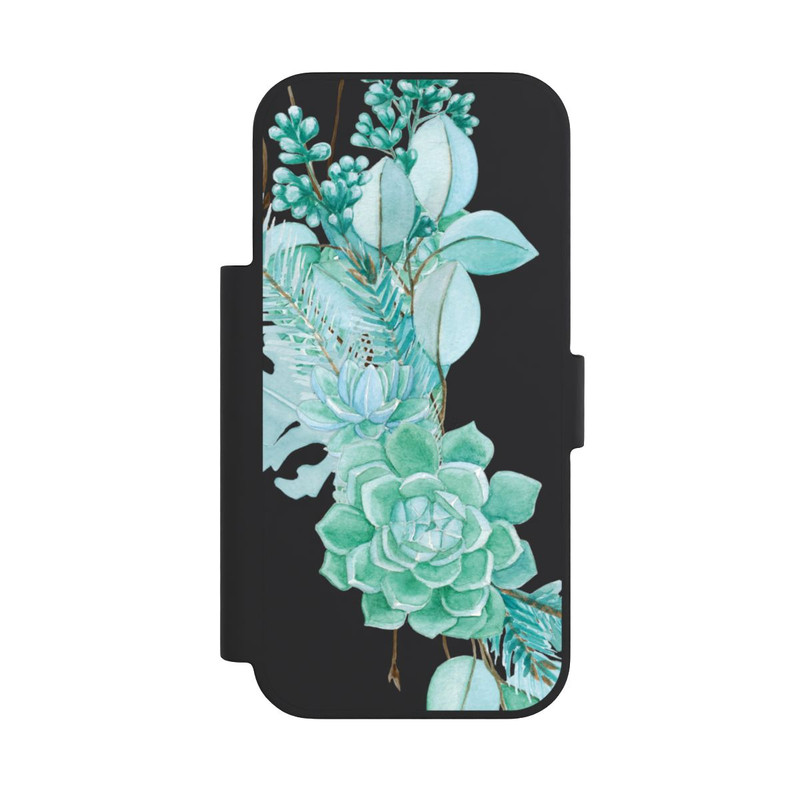 iPhone 18 Pro NIVOflip Fleurs Vertes Menthes Transparent