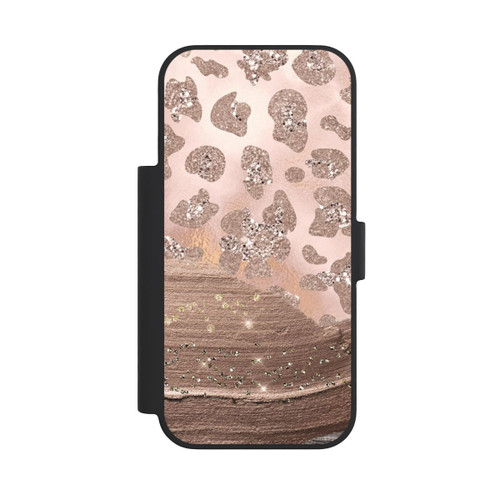 Apple iPhone 18 Pro NIVOflip Silberner Leoparden Glitzerlook