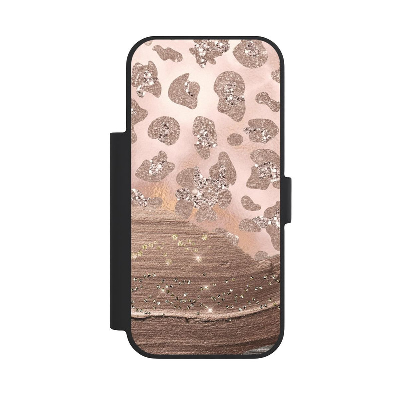 iPhone 18 Pro NIVOflip Silberner Leoparden Glitzerlook