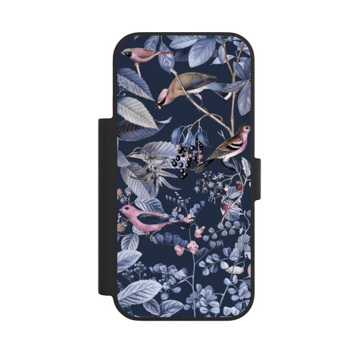 Apple iPhone 18 Pro NIVOflip Oiseaux et Baies Bleu