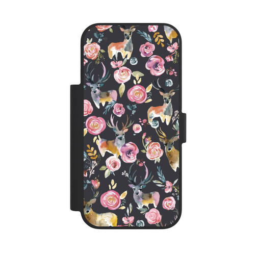 Apple iPhone 18 Pro NIVOflip Cerfs et fleurs Anthracite