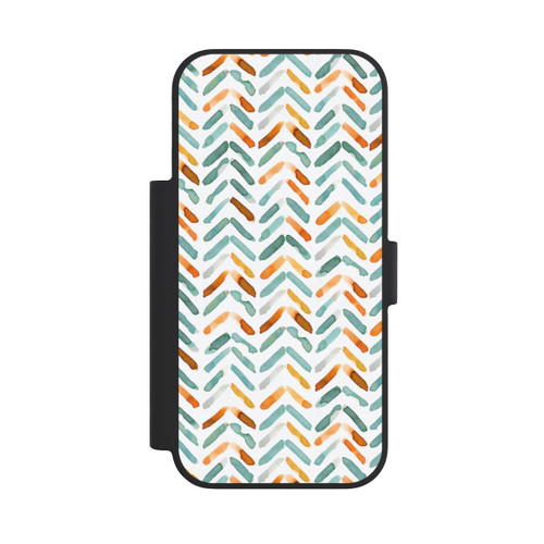Apple iPhone 18 Pro NIVOflip Élégant Automne Chevron Bleu Orange