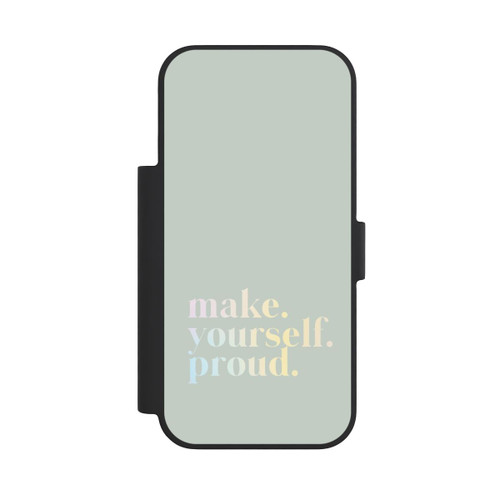Apple iPhone 18 Pro NIVOflip Make Yourself Proud Zitat-Minze und Farbverlauf