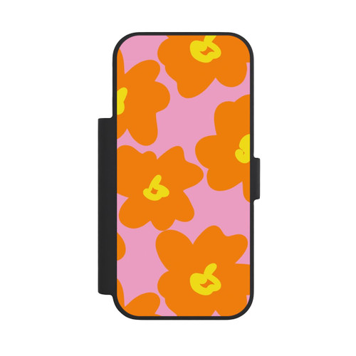 Apple iPhone 18 Pro NIVOflip Retro Blumenmuster Pink und Orange
