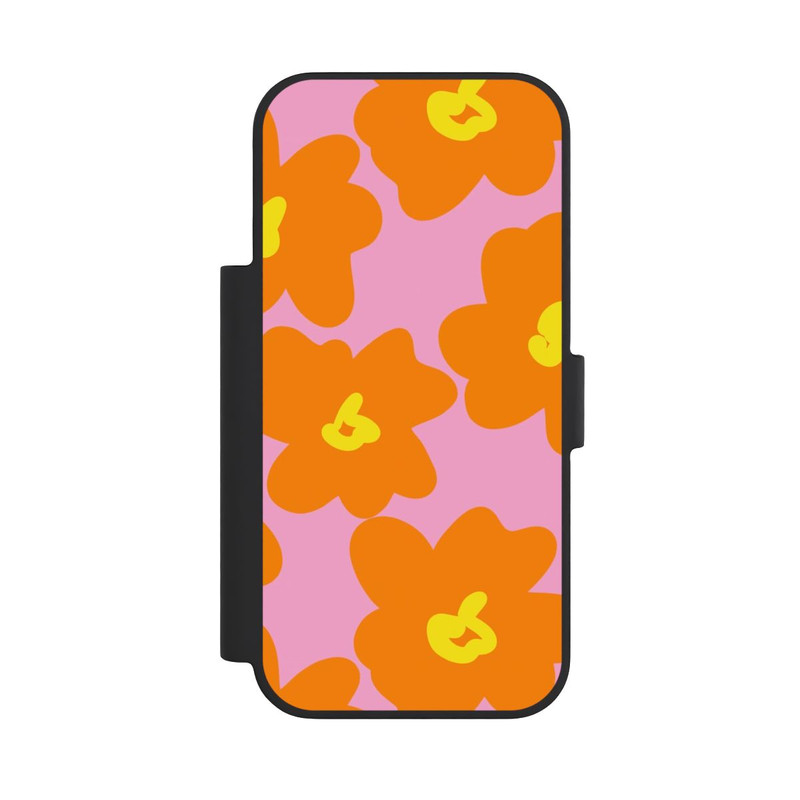iPhone 18 Pro NIVOflip Retro Blumenmuster Pink und Orange