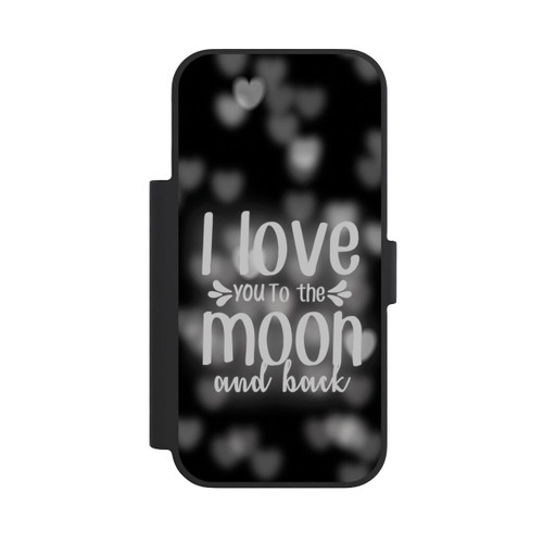 Apple iPhone 18 Pro NIVOflip I Love You to The Moon And Back Black Hearts