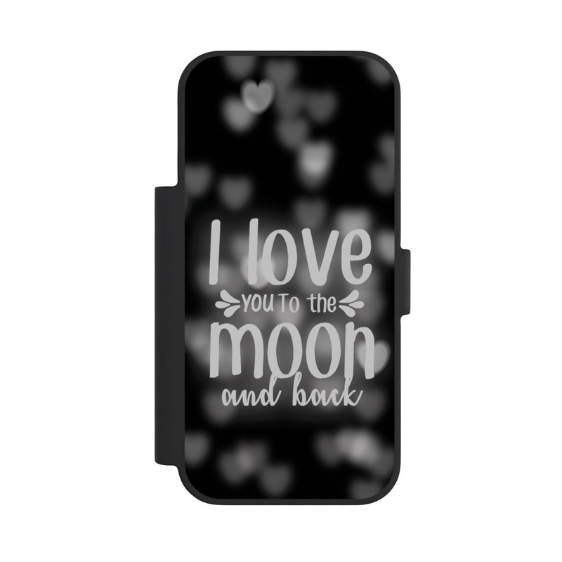iPhone 18 Pro NIVOflip I Love You to The Moon And Back Black Hearts