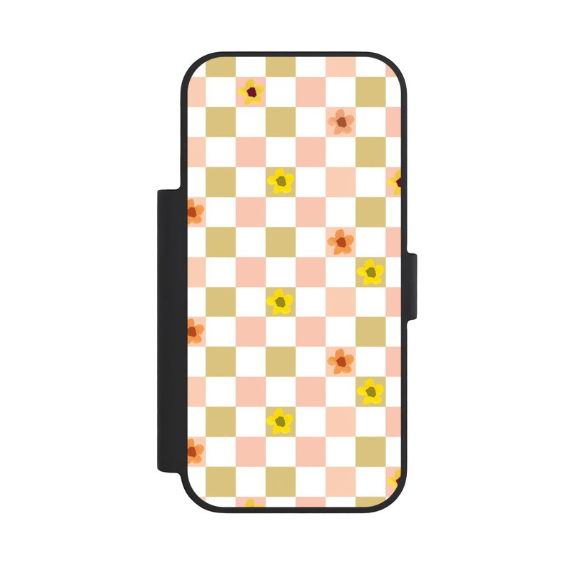 iPhone 18 Pro NIVOflip Chèques Fleurs Pastel Nostalgiques
