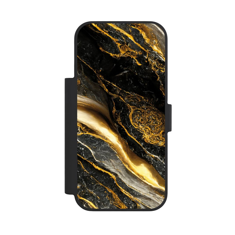 iPhone 18 Pro NIVOflip Schwarze Marmor Goldschichten