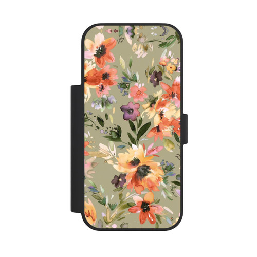 Apple iPhone 18 Pro NIVOflip Malerische tropische Blumen Salbeigrün