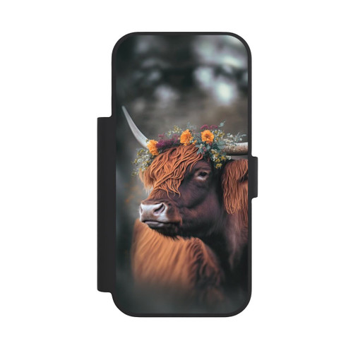 Apple iPhone 18 Pro NIVOflip Vache des Highlands avec des fleurs avec IA