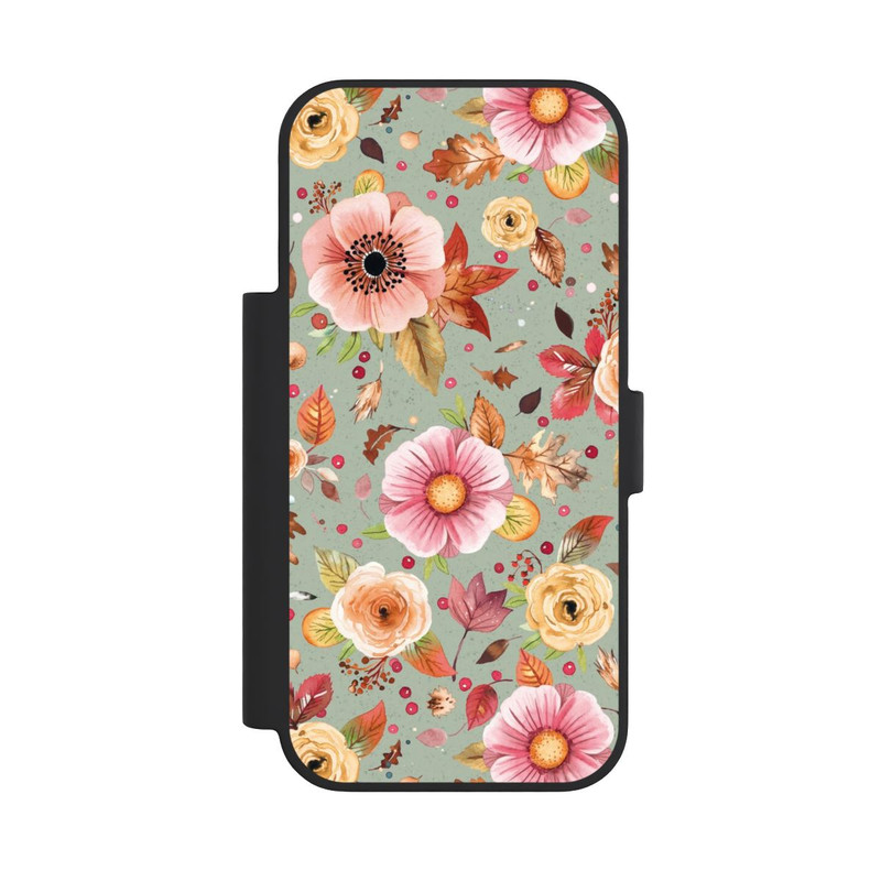 iPhone 18 Pro NIVOflip Fleurs d'automne Vert tendre