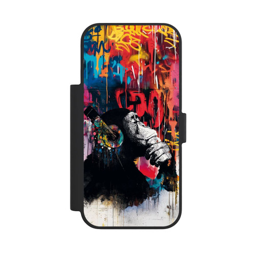 Apple iPhone 18 Pro NIVOflip Affe Stereo Kopfhörer Graffiti Street Art Blau