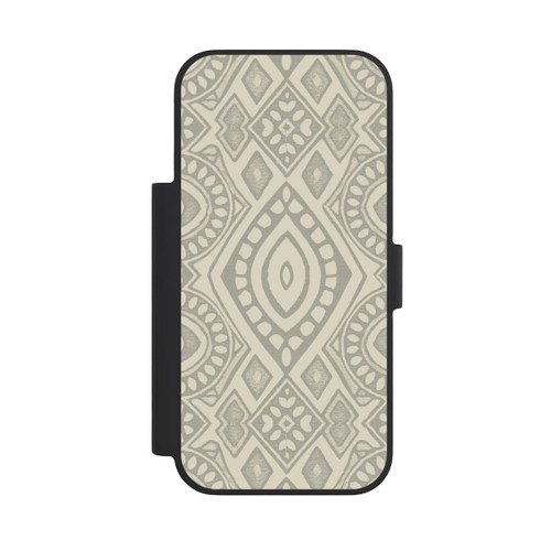 Apple iPhone 18 Pro NIVOflip Boho Geometric Mosaic Pattern Neutral Grey and Beige