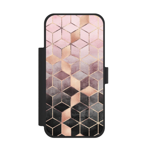 Apple iPhone 18 Pro Max NIVOflip Imprimé Cubes Dégradés Gris Rose