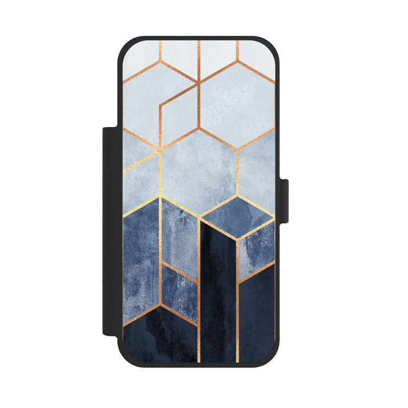 iPhone 18 Pro Max NIVOflip Blauer Farbverlauf Sechsecke Golddruck