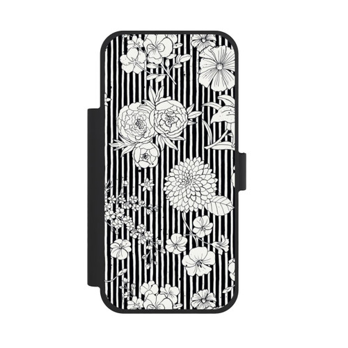 Apple iPhone 18 Pro Max NIVOflip Fleurs et rayures noir et blanc