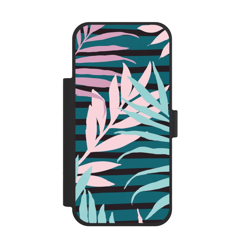 iPhone 18 Pro Max NIVOflip Feuilles de jungle pastel rose sarcelle