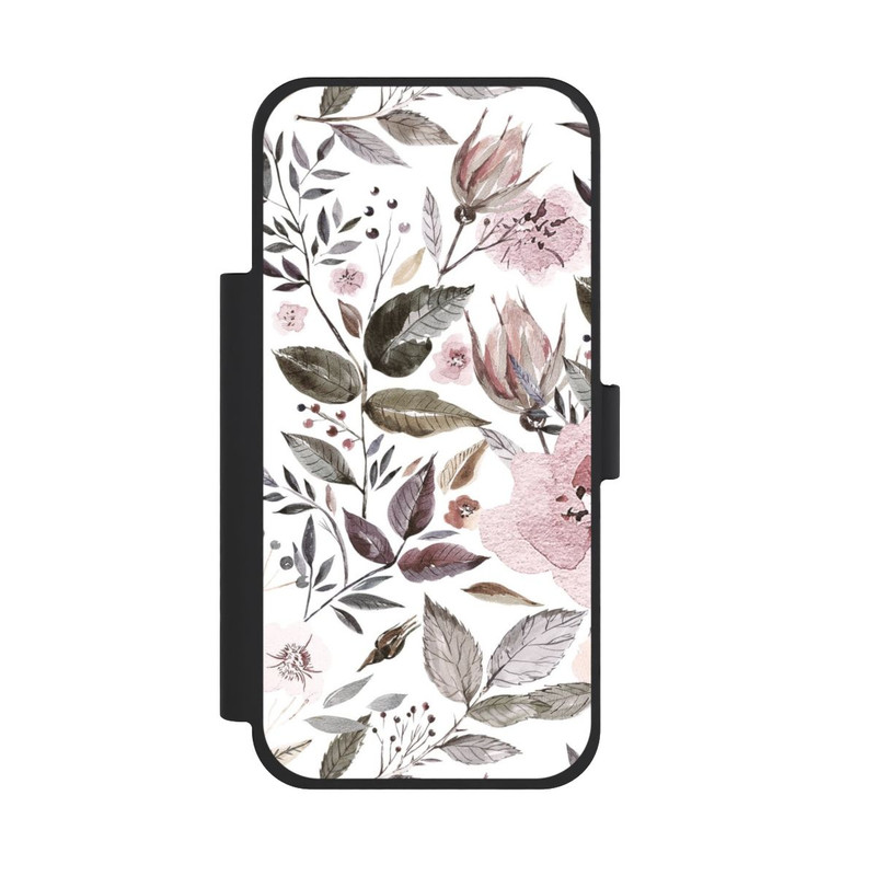 iPhone 18 Pro Max NIVOflip Aquarelle Fleurs Roses Brunes