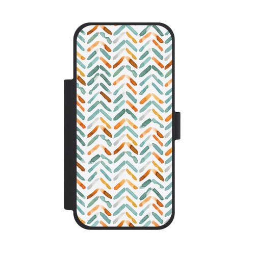 Apple iPhone 18 Pro Max NIVOflip Élégant Automne Chevron Bleu Orange