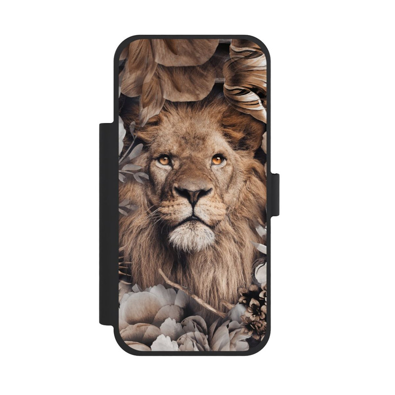 iPhone 18 Pro Max NIVOflip Löwe Blumenrahmen Beige