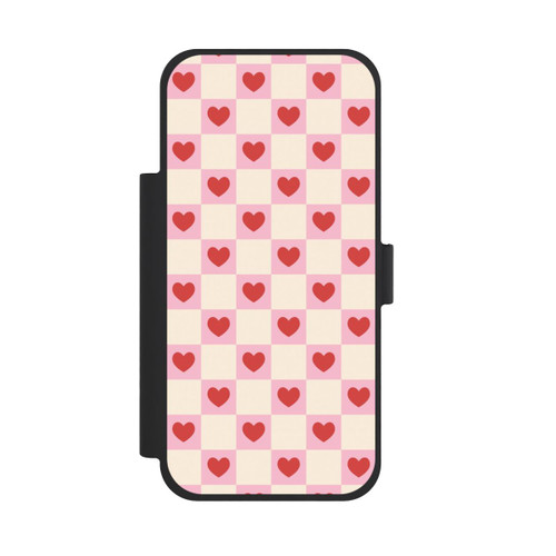 Apple iPhone 18 Pro Max NIVOflip Cœurs à Carreaux Roses Saint-Valentin
