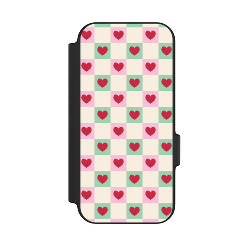 Google Pixel 11 NIVOflip Cœurs à Carreaux Rose et Vert Saint-Valentin